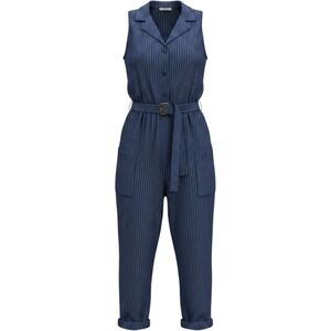 XS Cottonworld Striped Button Front Jumpsuit Romper Casual Blue White Stripes
